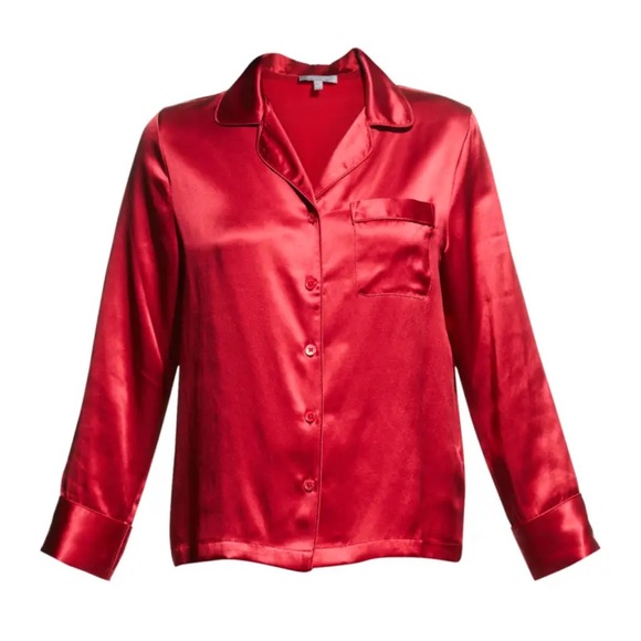 Neiman Marcus Two Piece Silk Pajama Set in Red - Picture 4 of 13